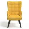 Fauteuil scandinave en velours jaune moutarde