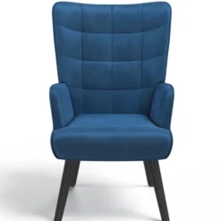 Fauteuil scandinave en velours bleu