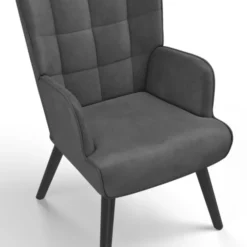 Fauteuil scandinave en velours gris
