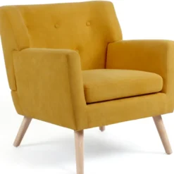 Fauteuil scandinave jaune moutarde
