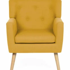 Fauteuil scandinave jaune moutarde