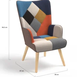 Fauteuil scandinave multicolore et imprimé pied de poule