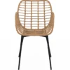 2 fauteuils de table effet rotin et pied métal noir