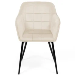 Fauteuils de table en velours beige