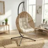 Fauteuil suspendu effet rotin avec coussin écru