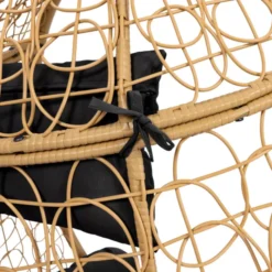Fauteuil œuf suspendu effet rotin avec coussins noir