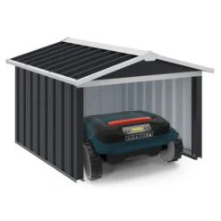Garage pour robot tondeuse en métal gris anthracite