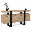 Grand buffet bois et noir 160 cm 4 portes