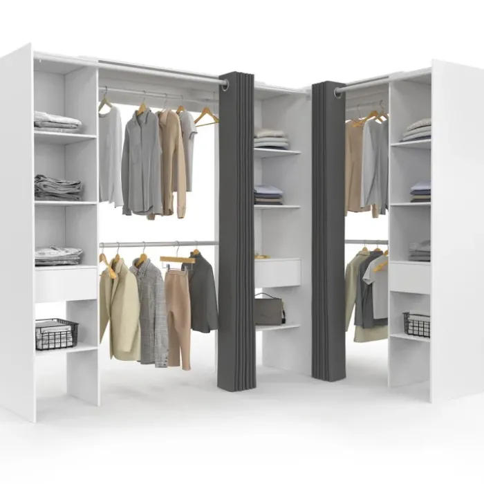 Grand dressing d’angle extensible 230x140x180 cm blanc