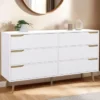 Grande commode blanche scandinave avec 6 tiroirs