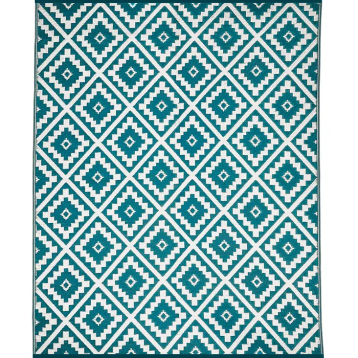Grand tapis bleu canard pour terrasse et extérieur