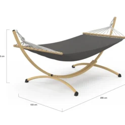 Hamac XL avec support métal effet bois et toile grise