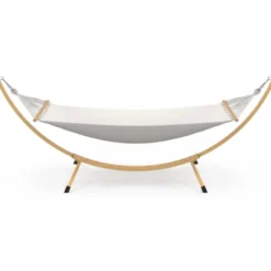 Hamac XL avec support métal effet bois et toile écrue