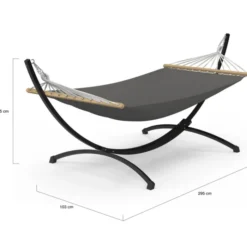 Hamac XL avec support métal noir et toile gris anthracite