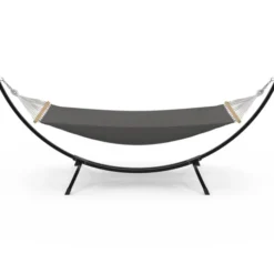 Hamac XL avec support métal noir et toile gris anthracite
