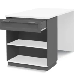 Ilot central blanc et gris 130 cm pour 4 personnes
