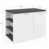 Ilot central bois blanc plan de travail gris anthracite