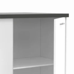 Ilot central bois blanc plan de travail gris anthracite