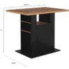 Ilot central bois noir et effet bois foncé 110 cm avec rangements