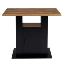 Ilot central bois noir et effet bois foncé 110 cm avec rangements