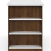 Ilot central 120 cm bois foncé effet noyer avec plan de travail effet marbre