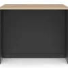 Ilot central 110 cm casserolier 3 tiroirs bois noir avec plan de travail façon hêtre