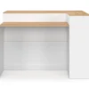 Ilot central 130 cm 2 personnes double plateau bois blanc avec plan de travail façon hêtre