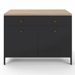 Ilot central cuisine bois et noir 120 cm