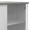 Ilot central de cuisine bois blanc et effet béton