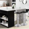 Ilot central effet marbre et noir 130 cm pour 4 personnes