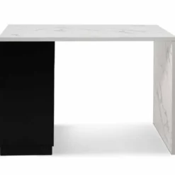 Ilot central effet marbre et noir 130 cm pour 4 personnes