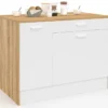 Ilot central maxi capacité de rangement bois et blanc