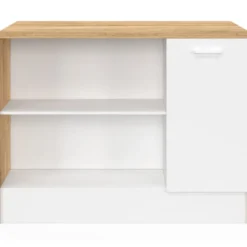 Ilot central maxi capacité de rangement bois et blanc