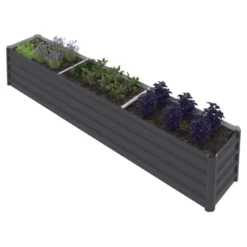 Jardinière en métal rectangulaire avec lit surélevé de 240 x 40 x 45 cm
