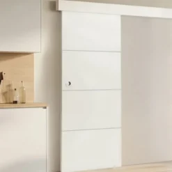 Kit porte coulissante blanc 83 cm avec rail et fixations