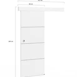 Kit porte coulissante blanc 83 cm avec rail et fixations
