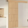 Kit porte coulissante effet bois 83 cm avec rail et fixations