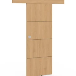 Kit porte coulissante effet bois 83 cm avec rail et fixations