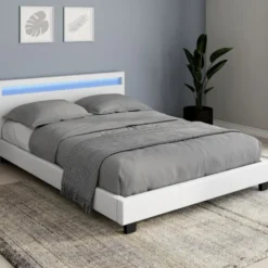 Lit avec LED 140x190 cm blanc