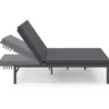 Lit bain de soleil double 182 cm métal avec matelas gris