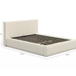 Lit coffre double avec sommier 140 x 190 cm velours côtelé beige