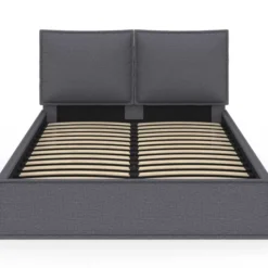 Lit coffre double gris 140 x 190