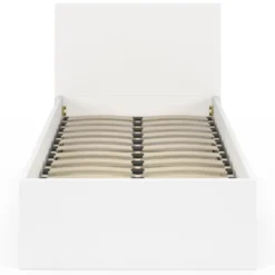 Lit coffre simple avec tête de lit et sommier 90 x 190 cm blanc