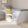 Lit combiné 90x190 cm avec bureau et rangements bois blanc