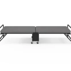 Lit d’appoint pliant 1 personne en métal avec sommier et matelas 70x190 cm gris et noir