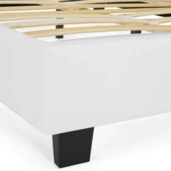 Lit double avec sommier PVC blanc 160x200cm