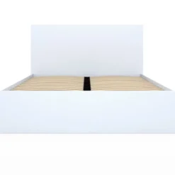 Lit double blanc 4 tiroirs sur roulettes avec tête de lit