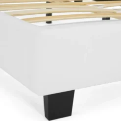 Lit double blanc 140x190 cm avec sommier