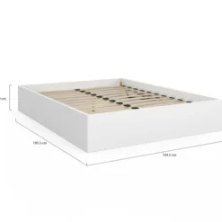 Lit double coffre 140x190 cm avec sommier blanc
