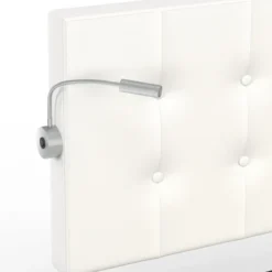 Lit double 140 x 190 avec liseuses et 2 tiroirs sur roulettes